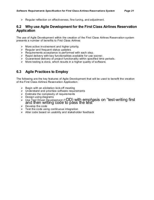 airline reservation system software requirements specification